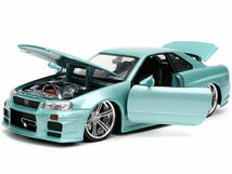 JADA TOYS 1/24 ワイルドスピード ブライアン 日産 スカイライン GT-R R34 2002 ライトブルー F&F 32608 ミニカー_画像5