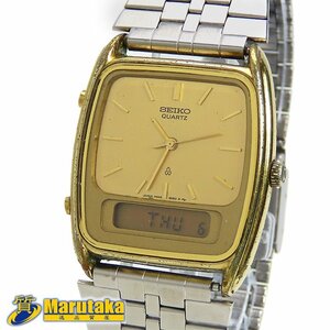 １円スタート！ SEIKO セイコー アナデジ H449-5060 クォーツ GP ヴィンテージ 社外ベルト(ELGIN) 逸品質屋 丸高 K00125