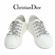 【1円/きれいめ】ディオール Christian Dior レディース WALK'N'DIOR スニーカー ローカット ホワイト 36 KCK177CVAS06W ロゴレース_画像1