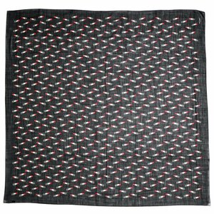 【1円/美品】SAINT LAURENT PARIS サンローランパリ 大判ストール スカーフ ブラック リップ柄 ブラック レッド ルージュ 133×136㎝