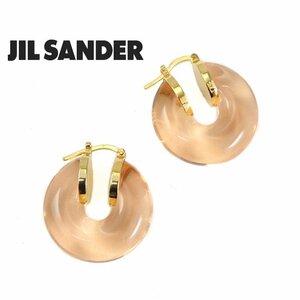 【1円/美品】ジルサンダー JIL SANDER クリア フープ ピアス 両耳用 チャンキー 直径26㎜ 片耳約5.6g GP レジン アクセサリー レディース