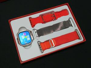 日本語アプリ ２インチ大画面 ベルト3本付 ロック付 Ultra 8 オレンジ スマートウォッチ AppleWatchではありません