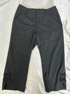 ! easy size *44 number *Rose Tiara rose Tiara * hem ribbon pants * black stretch * made in Japan 