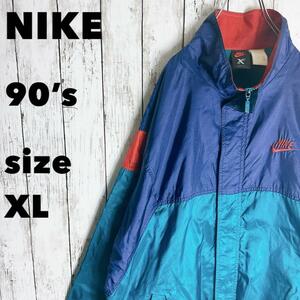 90s【NIKE】ナイキ ナイロンジャケット XL 刺繍ロゴ ヴィンテージ古着