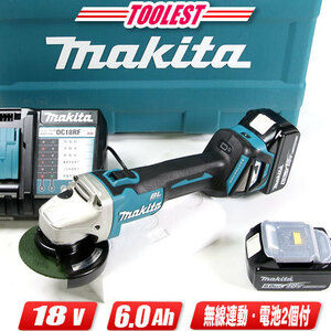 マキタ　18V　100mm充電式ディスクグラインダ　GA412DRGX　6.0Ah Li-ion電池(BL1860B)2個　充電器(DC18RF)　ケース