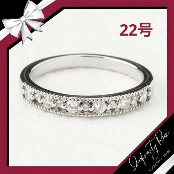 （R036S）22号　シルバー清楚で可愛らしいデザインリング　高価爪留め仕様指輪