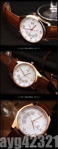 目玉◎【日本未発売品】最落なし【Yazole】最新モデル 腕時計 luxury Men Business Leather Quartz ヴィンテージブラウン オマージュwatch