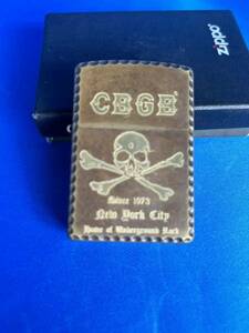 ZIPPO 　CBGB　ジッポ　ライブハウスCBGB　スカル　レア物　希少　ブロンズ　美品　即発送可能