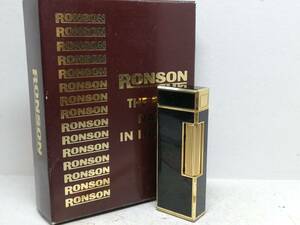 F241-93　RONSON/ロンソン　ガスライター　MONARCH MC06　ブラック/ゴールド【中古品】