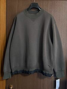 2新品 sacai サカイ メンズ S ロゴ パッチ スポンジ スウェット シャツ トープ 23AW size 2 M 長袖 トレーナー ドローコード