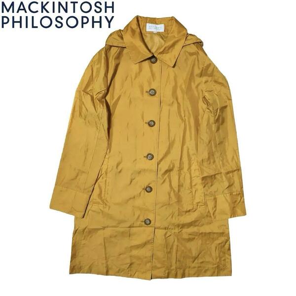 M MACKINTOSH PHILOSOPHY イエロー レイン ナイロン コート マッキントッシュフィロソフィー フード 収納ケース