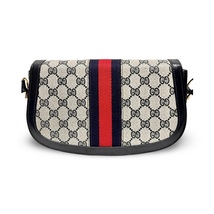 GUCCI オールドグッチ シェリーライン GG ホースビット ショルダーバッグ クロスボディー ネイビー PVC レザー_画像3