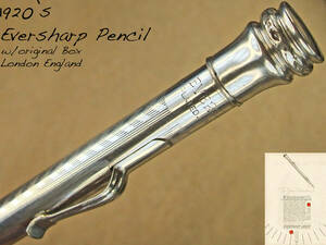 ◆ロングサイズ◆1920年代製 エヴァーシャープ シルヴァーペンシル ロンドン◆ ◆ 1920’s Eversharp Silver Plated Pencil London◆