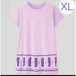 ユニクロ アナスイ UT 半袖 XL チュニック Tシャツ パープル 紫 新品　ANNA SUIコラボ　ロング丈Tシャツ　長めのTシャツ