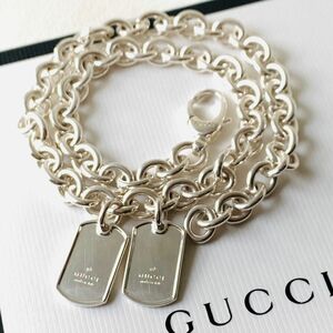 美品 GUCCI グッチ ドッグタグ id ネックレス チェーン ネックレス