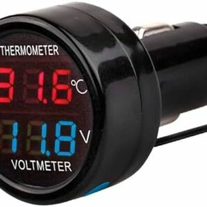 電圧計・温度計 シガーソケット 電圧計 温度計 2in1 デジタル 測定 バッテリーチェッカー シガーライター 車 車内 12V の画像1
