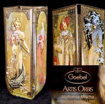 超貴重！ ドイツ Goebel ゲーベル Artis Orbisシリーズ Mucha アルフォンス・ミュシャ 「四季」 1900年版 絵変わり花瓶_画像1