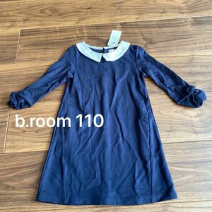 【新品未使用】ネイビーワンピース　襟付き　110 b・room シンプルワンピ　フォーマルワンピース