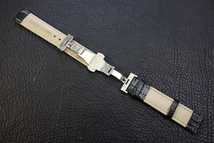 ◆D-Buckle Watch Belt◆クロコ型押しカーフレザー 19mm 強力撥水 BLACK 新品 バネ棒 バネ棒外し付 本革 黒 STAINLESS 腕時計ベルト_画像4