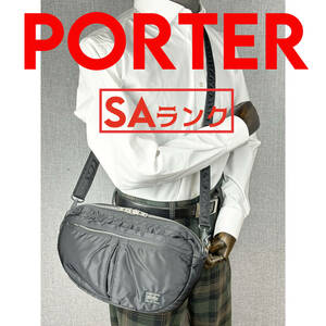 美品★PORTER ポーター メンズ 半円ショルダーバッグ タンカーナイロン 黒 機能性最高