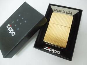 ‡ 0962 ZIPPO ジッポー ライター ダイヤカット 籠目 E/T かごめ GP ゴールド 金タンク 2022年製造 元箱付 火花のみ確認済 現状品