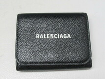 ◆S40.BALENCIAGA バレンシアガ 655622 三つ折り財布 ブラック/黒/中古_画像1