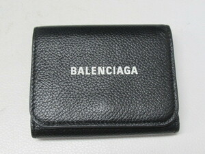 ◆S40.BALENCIAGA バレンシアガ 655622 三つ折り財布 ブラック/黒/中古