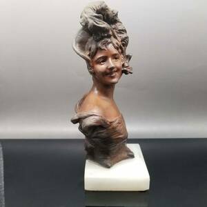 19世紀 ベルギー アンティーク 彫刻家Georges van der Straeten ブロンズ 女性像 胸像 スタチュー アーティスト フランス パリ