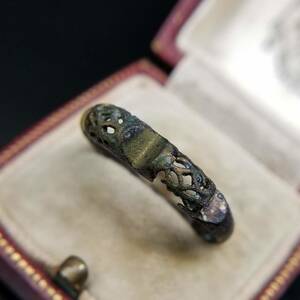 18世紀頃 アンティーク 真鍮 ブラス リング 指輪 彫金 オープンワーク