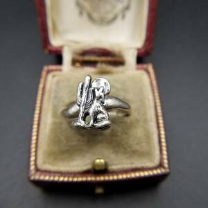 SILVER CLOUD SC.... make .. cactus meki deer n design 925 silver Vintage ring silver skill ring animal motif Y13-B