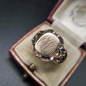 1918 year about Edward sig net OSTBY BARTON K10 rose Gold American a-ru deco antique ring gold ring monogram MB