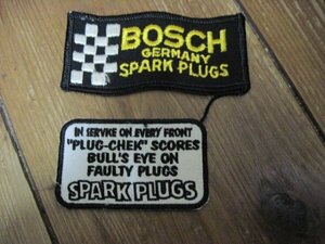 ２枚セット / ビンテージ ワッペン Patch / BOSCH / Spark Plugs スパークプラグ / モーターサイクル / 車 - (Fashion Goods)