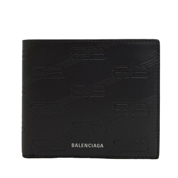 BALENCIAGA/バレンシアガ 718395 エンボスド スクエア フォールド レザー 二つ折り財布 グレー メンズ ブランド