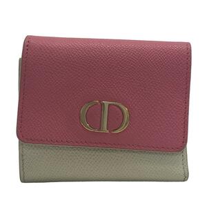 Dior/ディオール モンテーニュ レザー 三つ折り財布 ピンク ブランド
