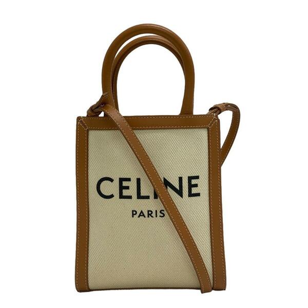 CELINE/セリーヌ ミニバーティカルカバ 2WAY ハンドバッグ キャンバス ショルダーバッグ ベージュ レディース ブランド
