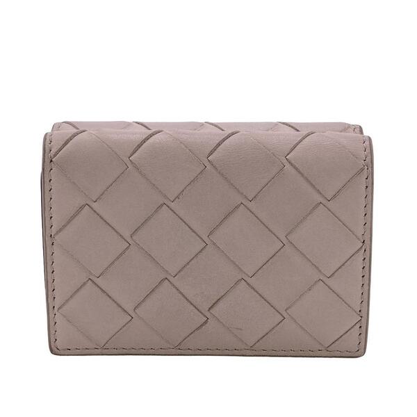 BOTTEGA VENETA/ボッテガヴェネタ マキシイントレチャート レザー 三つ折り財布 ベージュ ユニセックス ブランド