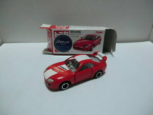 【tomica MADE IN CHINA 旧No.33 トヨタ ス-プラ、ａ MLUX OSAKA特注品・現状品】赤色ボディ+白色ラインタンポ＆旧1Kホイ-ル装着品