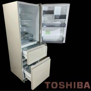 ●美品●TOSHIBA 東芝 3ドア ノンフロン冷凍冷蔵庫 GR-T36SV（ZC） 2022年製 ガラストップ ガラス棚 動作良好 356L 