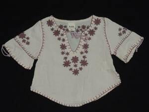 !e.a.B. . flower embroidery . opening design beige group short sleeves *90 centimeter *