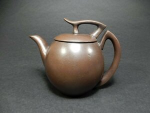 中国　紅彬陶芸　紫泥　後手急須　印有　茶注　煎茶道具　茶道具　コレクション　Q-260