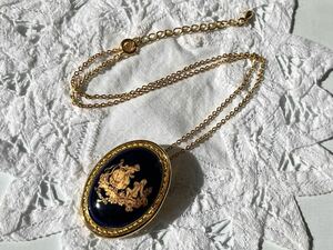 ヴィンテージ ** フランス リモージュ焼きの美しい ネックレス ブローチ vintage Limoges necklace brooch France 