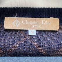 【良品】Christian Dior 総柄ニットカーディガン ブルー ブラウン　M　クリスチャンディオール　茶色　青　ボタン_画像8