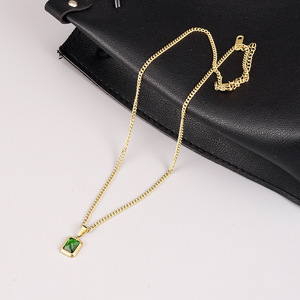 1円スタート エメラルド モチーフ ネックレス 18K Gold Plated 18KGP 鍍金 ゴールド necklace 40+6㎝ レディース 322