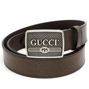 ［銀座店］GUCCI グッチ ロゴ バックル 523311 ベルト レザー ブラウン レディース・メンズ DH79290