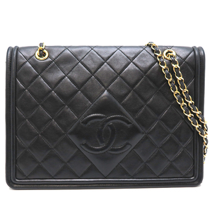 ［飯能本店］CHANEL シャネル スクエアマトラッセ チェーン ショルダーバッグ ラムスキン ブラック レディース DH79726