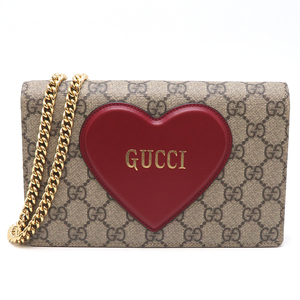 ［銀座店］GUCCI グッチ チェーンウォレット 648948 長財布 GGスプリーム ベージュ レディース DH79949