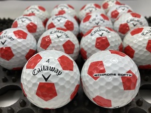 Q132 【人気】 Callaway キャロウェイ CHROME・SOFT＆X TRUVIS(年代混合) ホワイト/レッド 15個【B級ランク】【ロストボール】