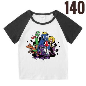 レインボーフレンズ Tシャツ　キッズ　シャツ　半袖　黒　ブラック子供服 140＠