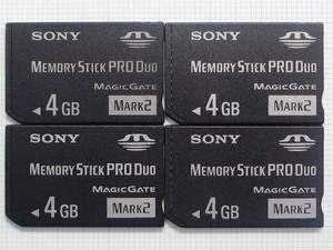 ★SONY メモリースティック PRODuo ４GB ４枚 中古★送料６３円～