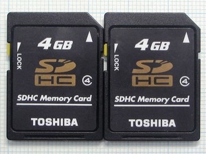 ★TOSHIBA ＳＤＨＣメモリーカード ４GB ２枚 中古★送料６３円～